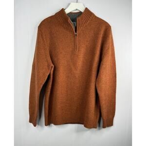 LL Bean Shetland Wool Sweater Elbow Patches Mens L Academia Cabin Old Money